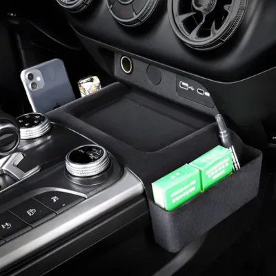 Modified flocked center connector storage box