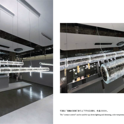 Light Luxury Restaurant Chandelier Minimalist Designer Kitchen Island Bar Counter High-End Copper Glass Long Lamp