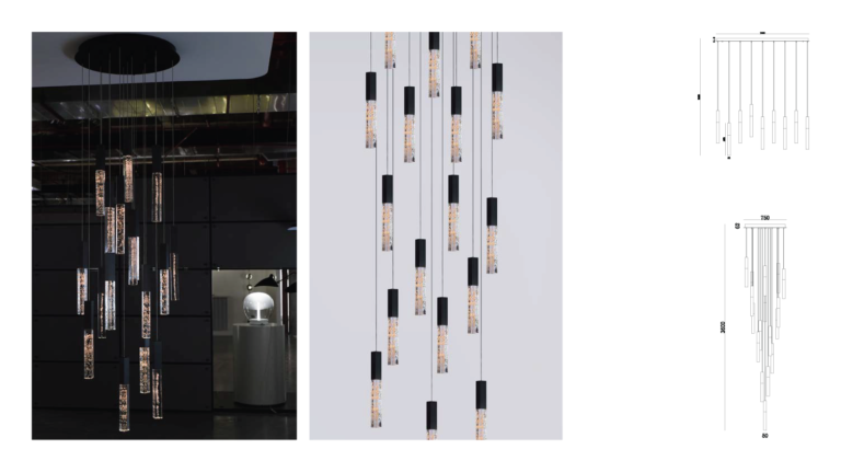 Modern LED Pendant Light Minimalist Square Lobby Hotel Hall Indoor Chandeliers Customized Engineering Lighting Fixtures