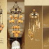 Arabic Wrought Iron 5 Ball Hanging Lamp for Home Decoration