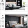 Luxury Bedroom Furniture Dark Leather Cover with Large Headboard king Size Wooden Bed High End Double Bed