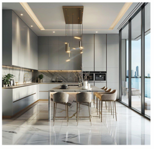 Wood High Gloss White Lacquer Kitchen Cabinets
